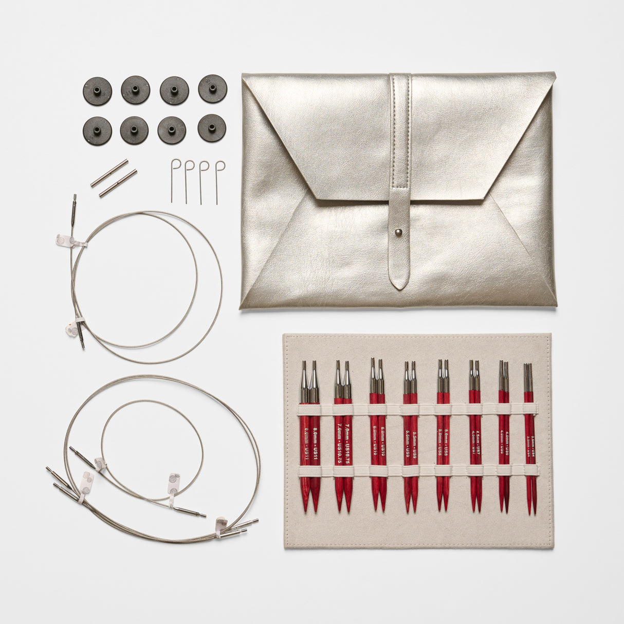 Amore Red Wooden interchangeable circular needles set 3.50-8.00mm