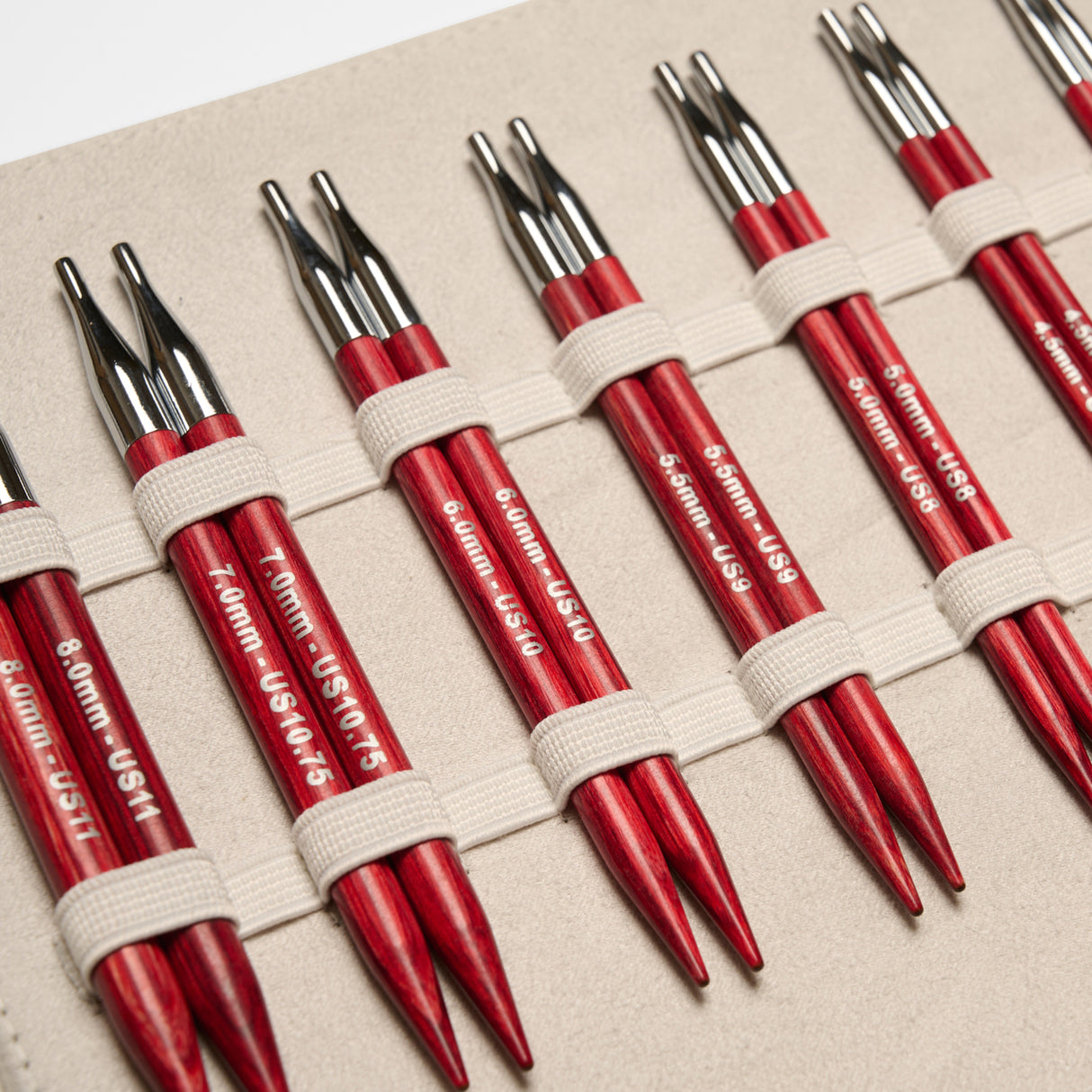 Amore Red Wooden interchangeable circular needles set 3.50-8.00mm