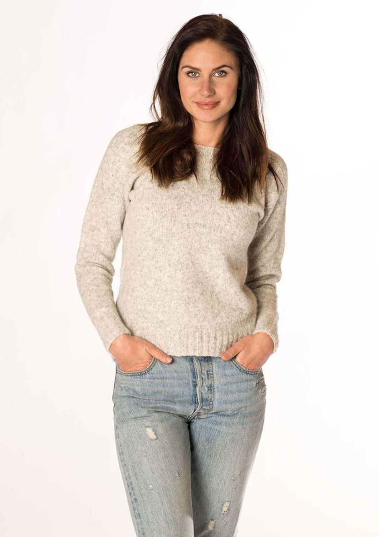 Sweater with detail on shoulder piece