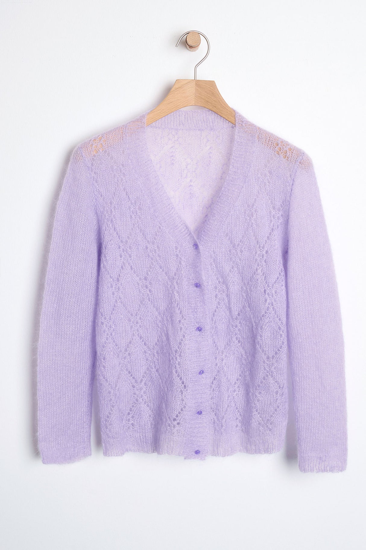 Cardigan with eyelet pattern