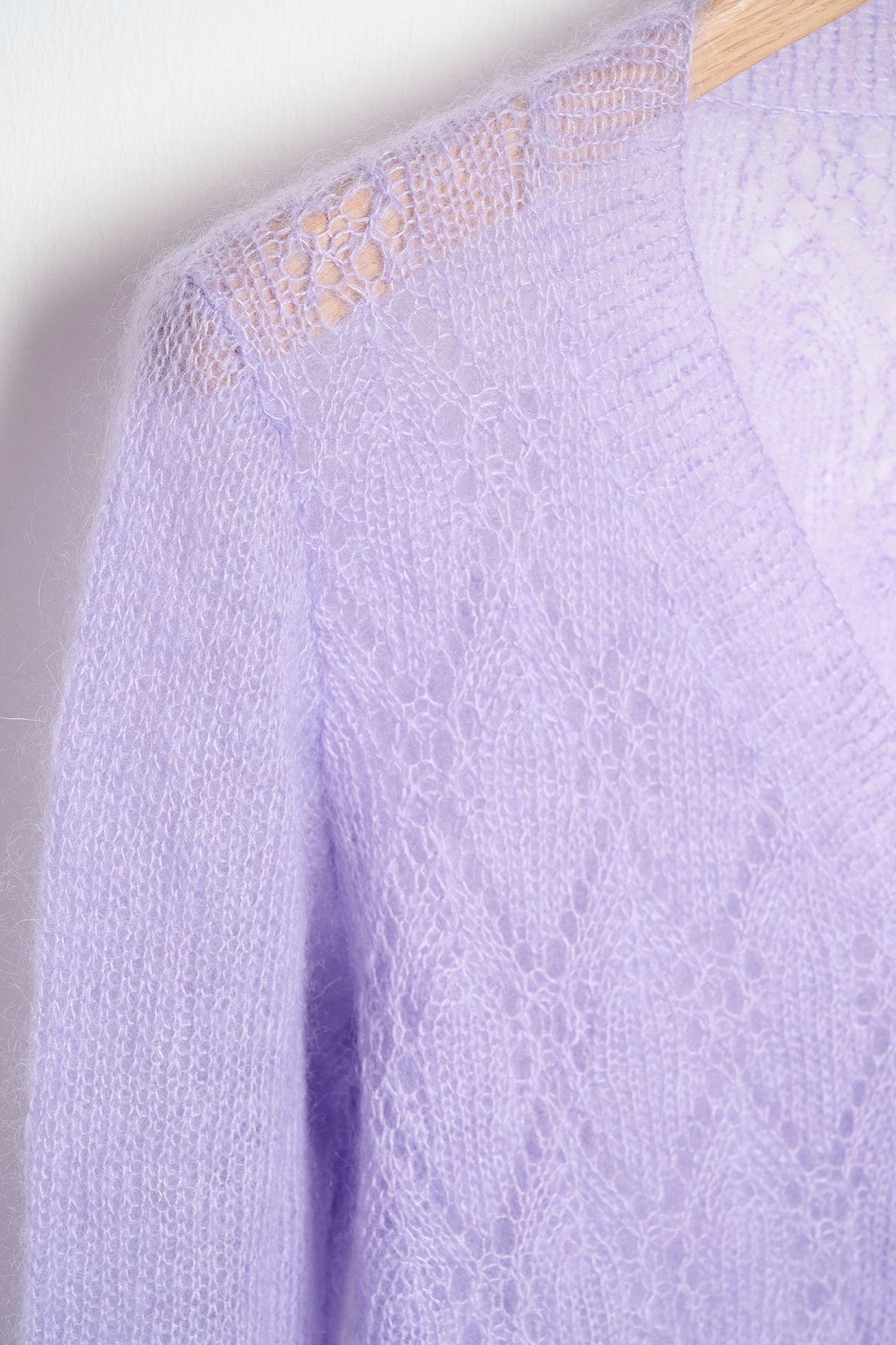 Cardigan with eyelet pattern