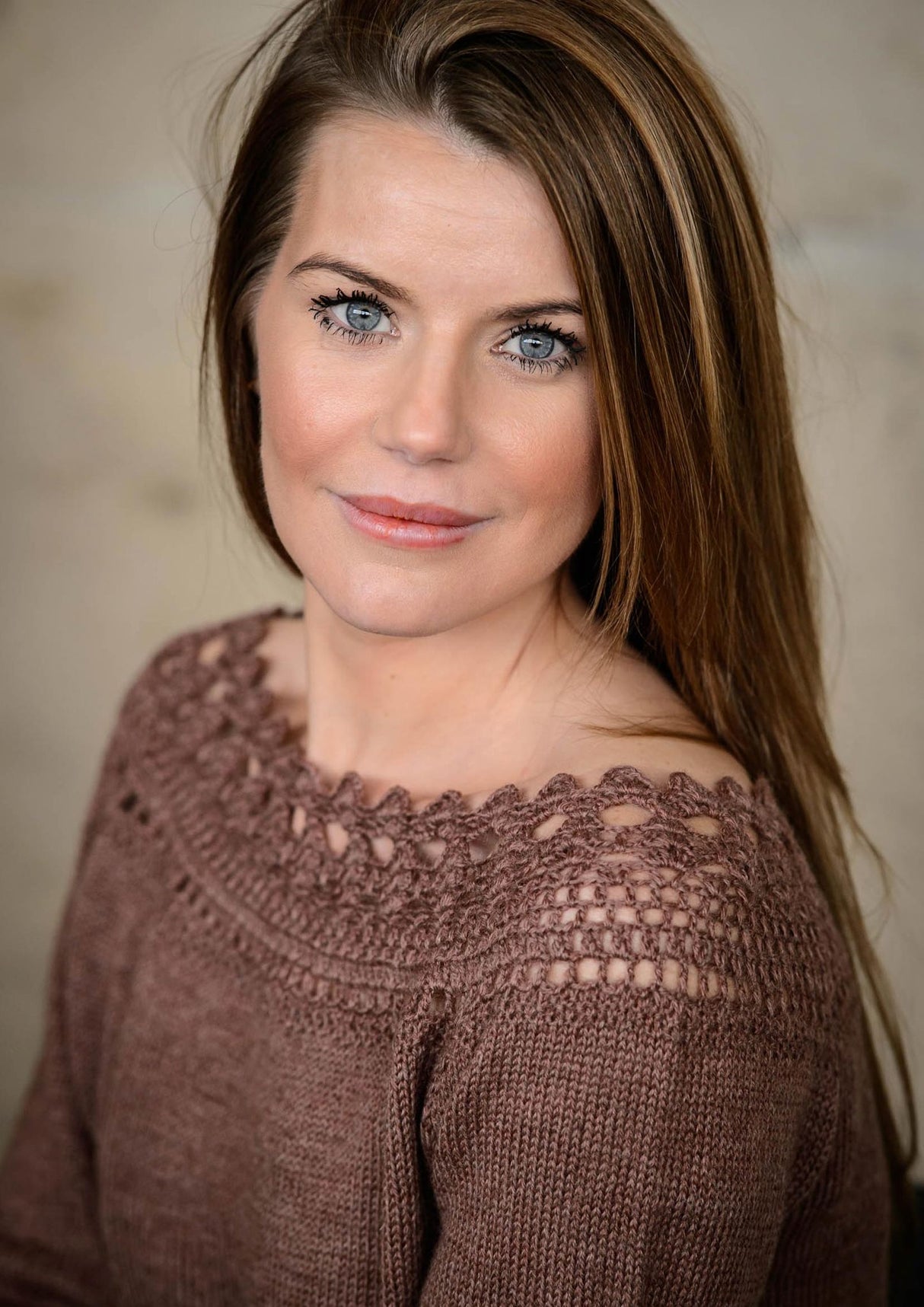 Knitted blouse with crocheted yoke