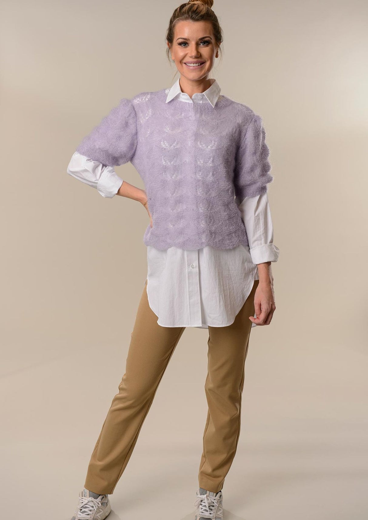 Blouse with eyelet pattern
