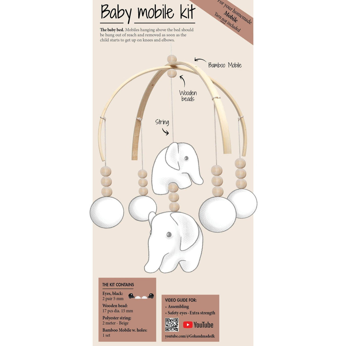 Go Handmade Sensory Kit Baby Mobile/Elephant Crib Mobile
