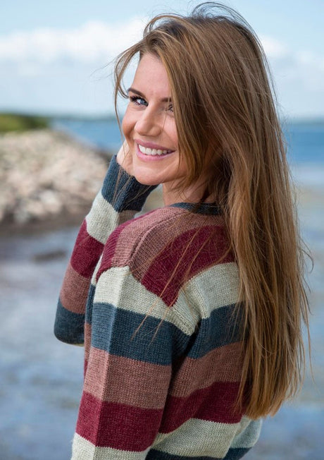 Wrap-around blouse with wide stripes