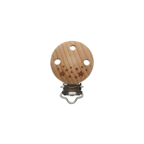 Go Handmade Seleclips Træ m. Huller 30mm Ø Rund m. Stjerner