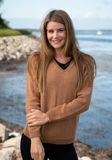 Women's sweater with deep v-neck