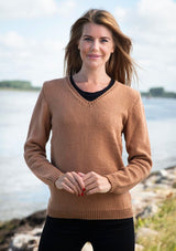 Women's sweater with deep v-neck