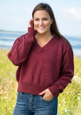 Sweater with wide double neckline 