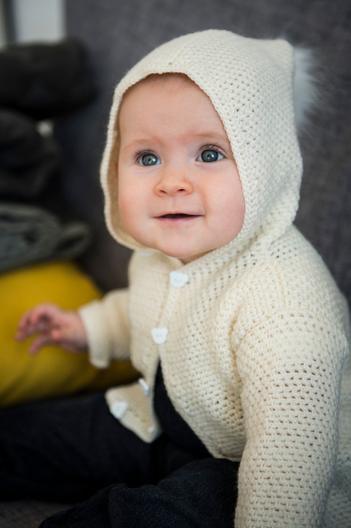 Crocheted jacket with hood 