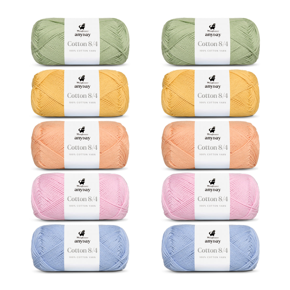ANYDAY Cotton 8/4 Colorbag 10-pak