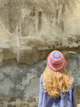 Bucket hat made from leftover yarn 