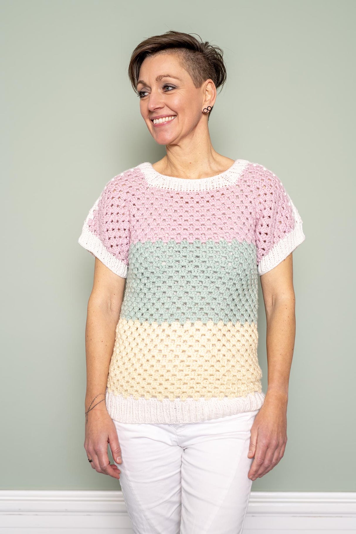 FR35 - T-shirt med granny stripes