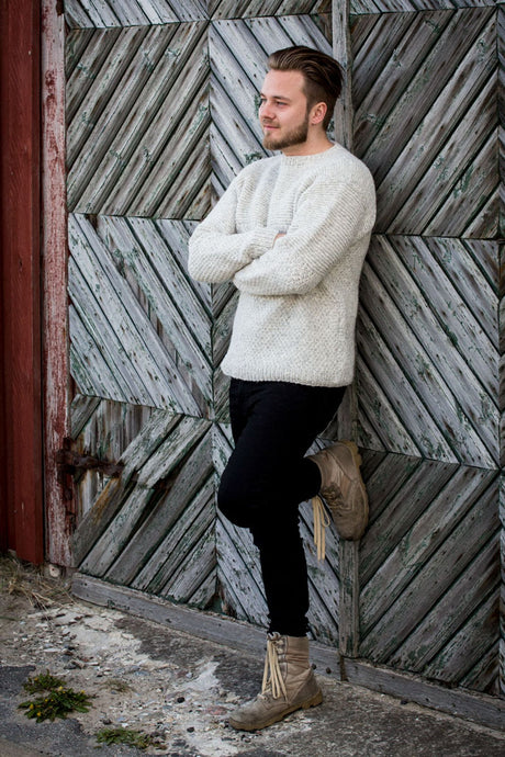 Men's sweater in double seed stitch Pattern 