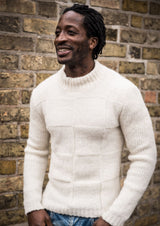 Men's sweater with square pattern 