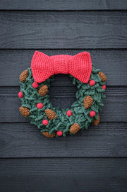 Crocheted Christmas Wreath with Bow 