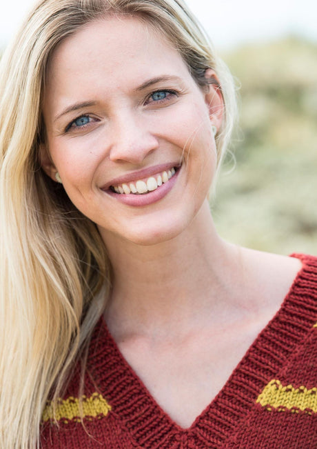 V-neck sweater with stripes