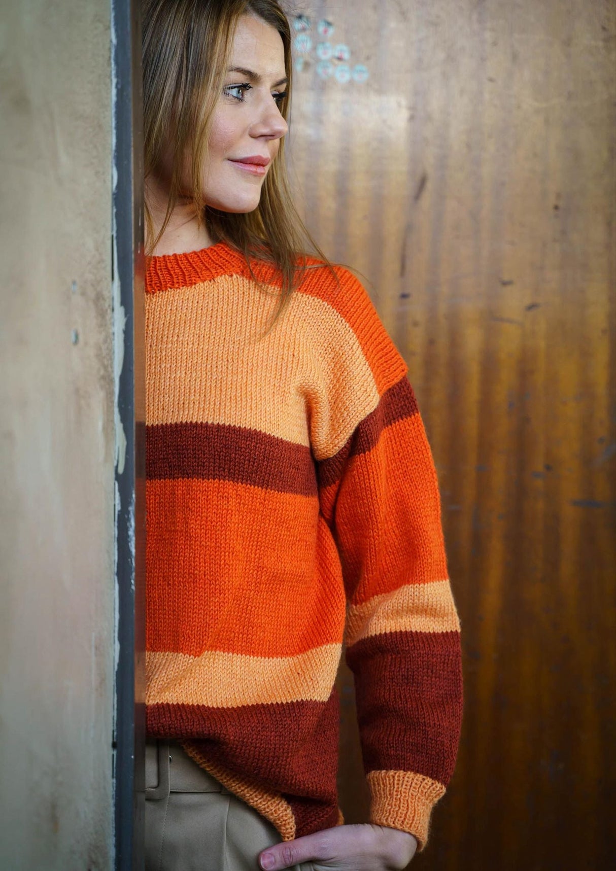 Women's sweater in 3 block colors