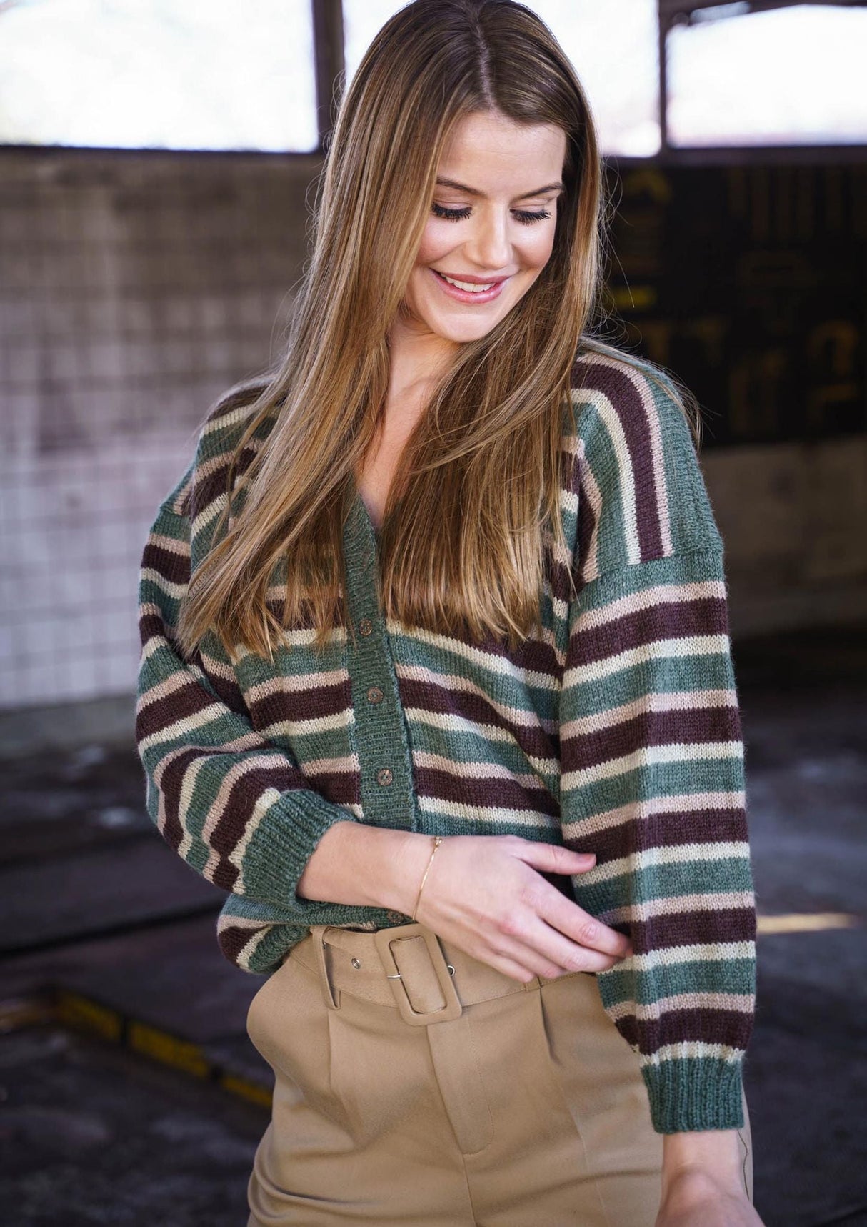 Striped boxy cardigan