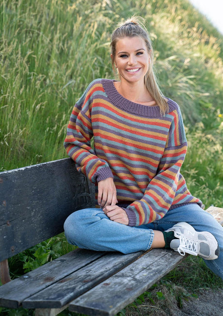 Four -colored, striped sweater