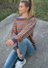 Four -colored, striped sweater