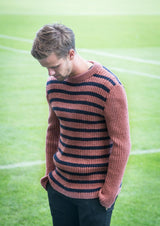 Men's stripe sweater with set-in sleeves